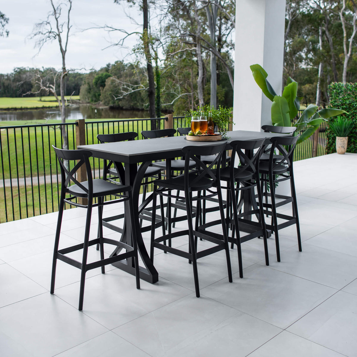 best-outdoor-furniture-Portsea 75 Malibu - 9pce (200x65) - Outdoor Bar Set #color_BLACK