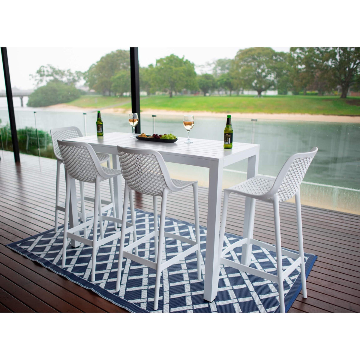 best-outdoor-furniture-Roma 75 - Alum Slat Bar 150 - 5pce - Outdoor Bar Set #color_WHITE