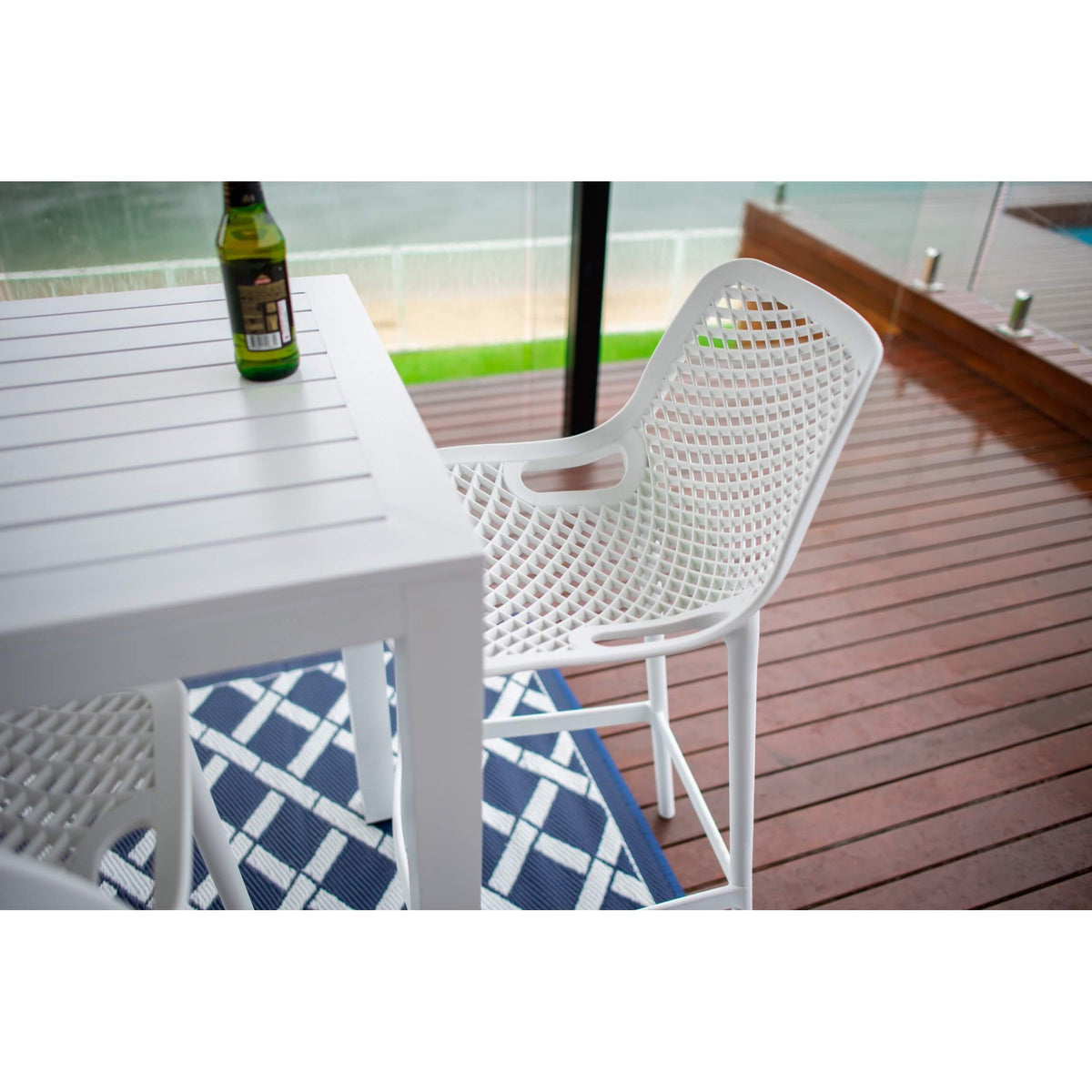 best-outdoor-furniture-Roma 75 - Alum Slat Bar 150 - 5pce - Outdoor Bar Set #color_WHITE