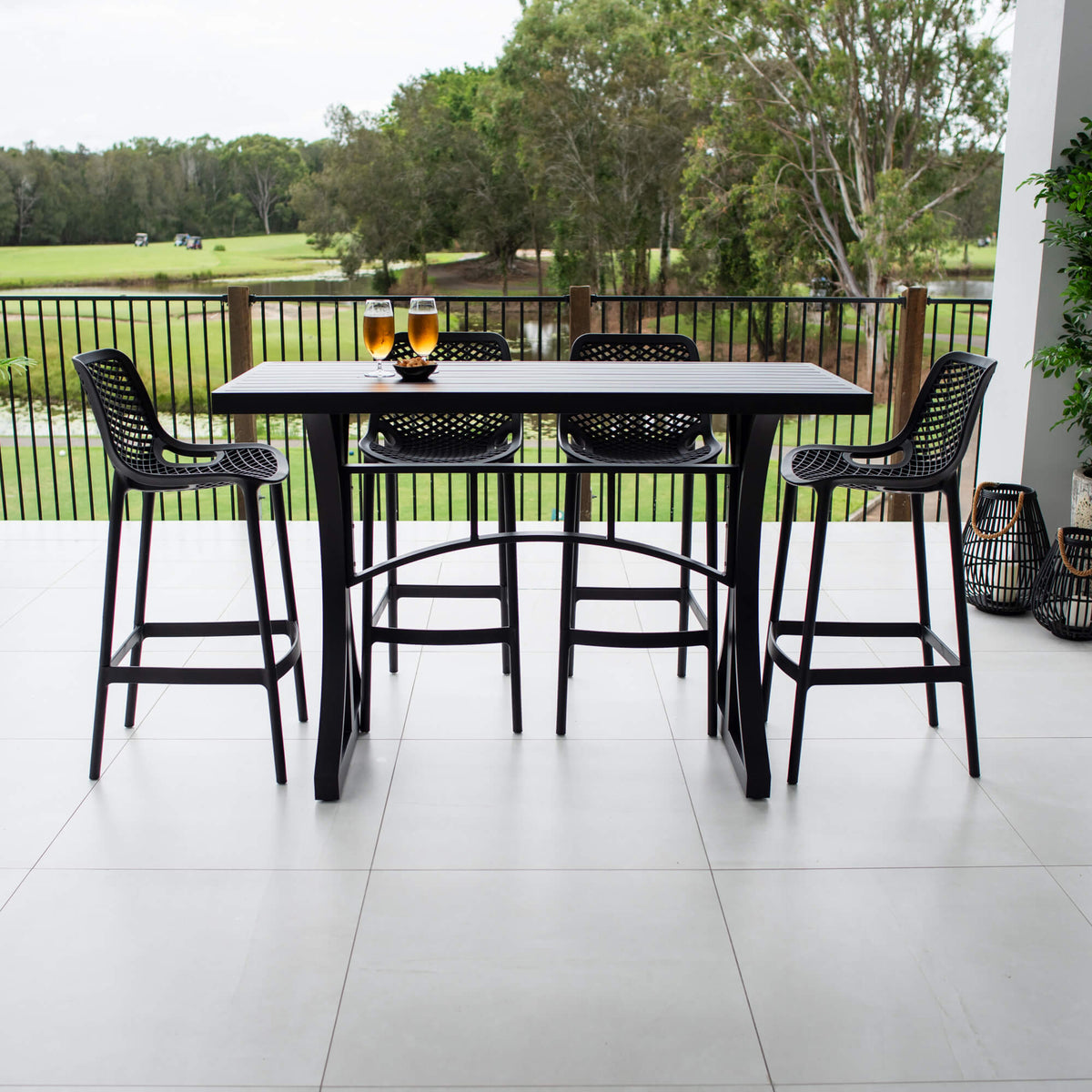 best-outdoor-furniture-Roma 75 - Bergen Slat Bar 150 - 5pce - Outdoor Bar Set #color_BLACK