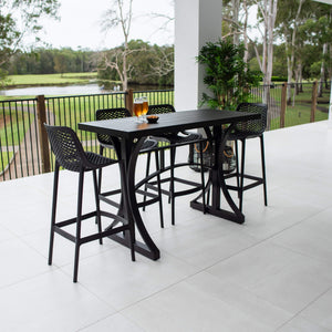 best-outdoor-furniture-Roma 75 - Bergen Slat Bar 150 - 5pce - Outdoor Bar Set #color_BLACK