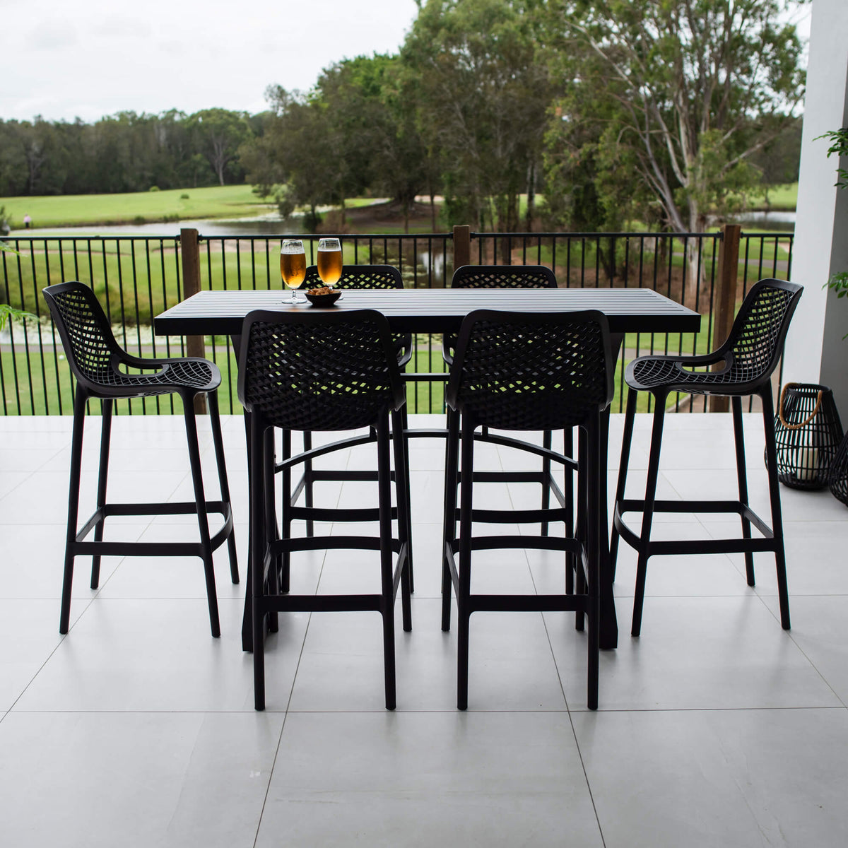 Roma 75 - Bergen Slat Bar 150 - 7pce - Outdoor Bar Set