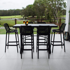 best-outdoor-furniture-Roma 75 - Bergen Slat Bar 150 - 7pce - Outdoor Bar Set #color_BLACK