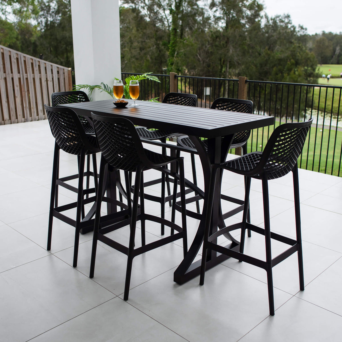best-outdoor-furniture-Roma 75 - Bergen Slat Bar 150 - 7pce - Outdoor Bar Set #color_BLACK