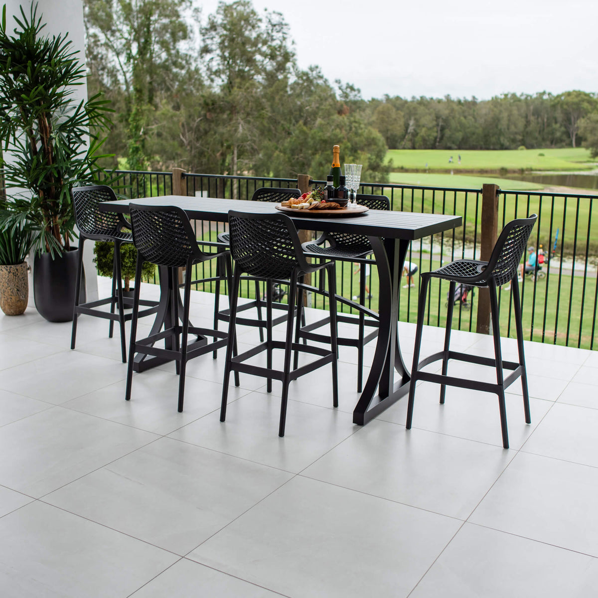 best-outdoor-furniture-Roma 75 Bergen - 7pce (200x65) - Outdoor Bar Set #color_BLACK