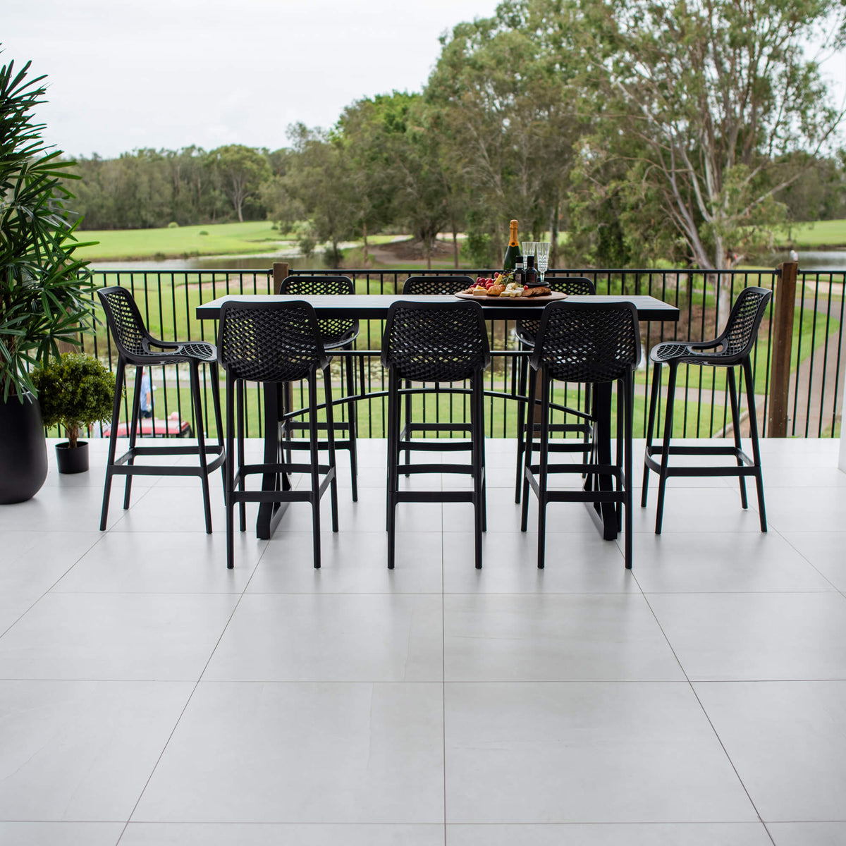 best-outdoor-furniture-Roma 75 Bergen - 9pce (200x65) - Outdoor Bar Set #color_BLACK