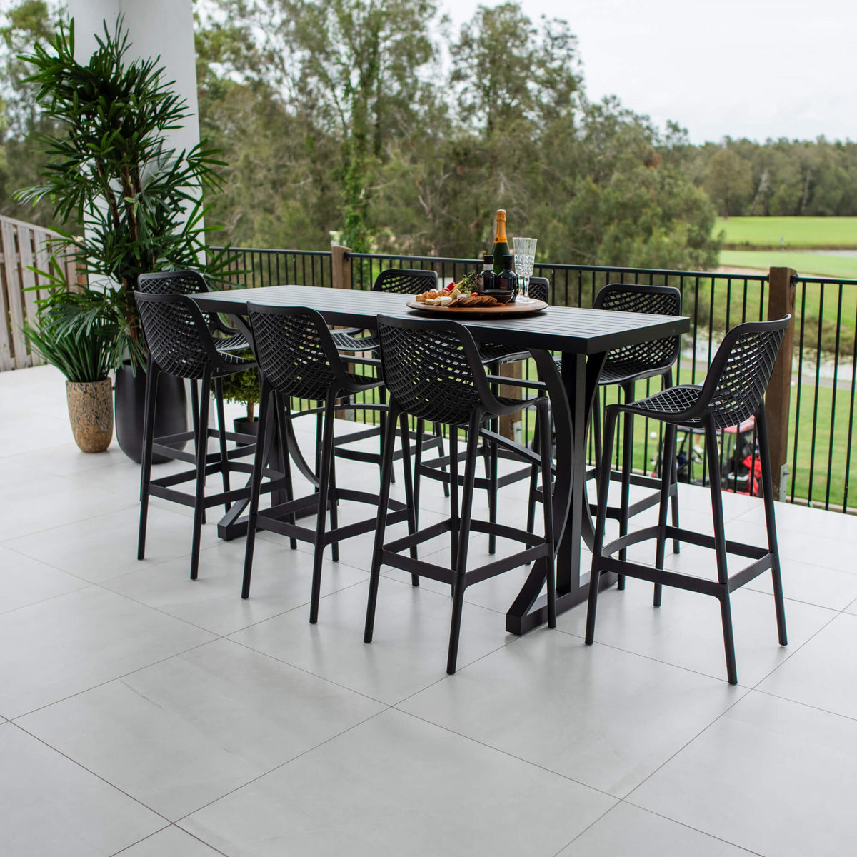 best-outdoor-furniture-Roma 75 Bergen - 9pce (200x65) - Outdoor Bar Set #color_BLACK