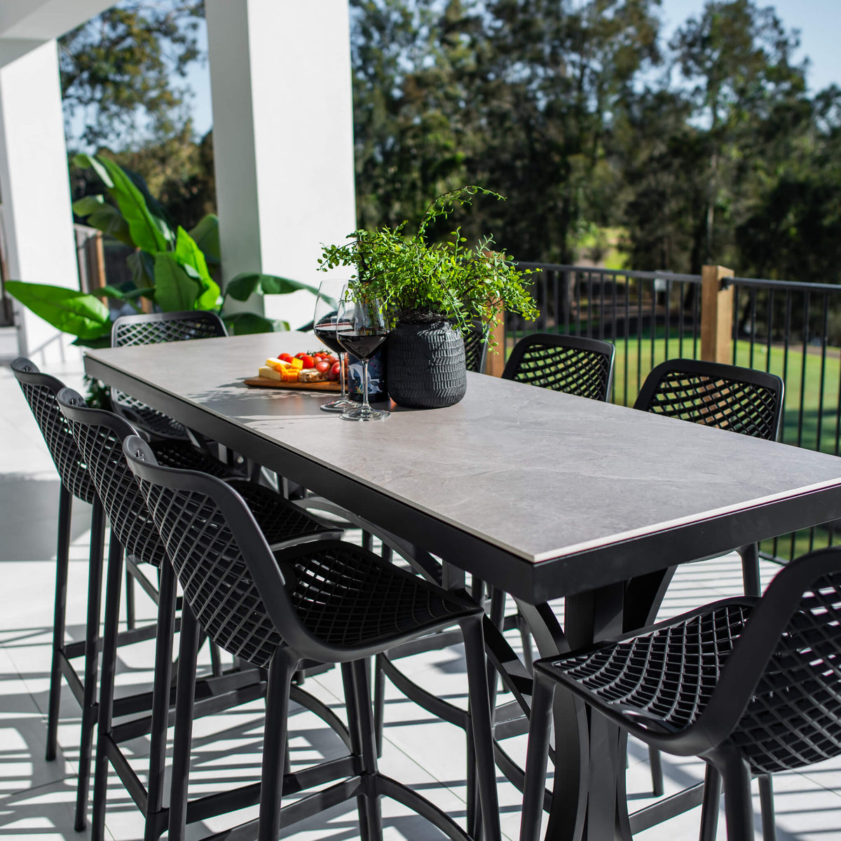 best-outdoor-furniture-Roma 75 Malibu - 9pce (200x65) - Outdoor Bar Set  #color_BLACK-STONE