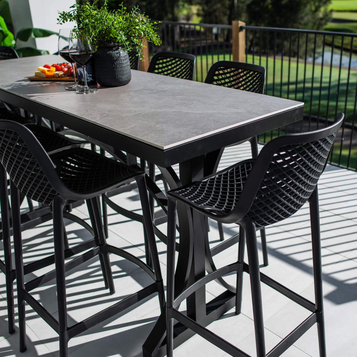 best-outdoor-furniture-Roma 75 Malibu - 9pce (200x65) - Outdoor Bar Set  #color_BLACK-STONE