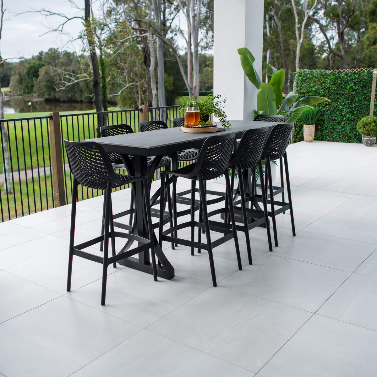 best-outdoor-furniture-Roma 75 Malibu - 9pce (200x65) - Outdoor Bar Set  #color_BLACK