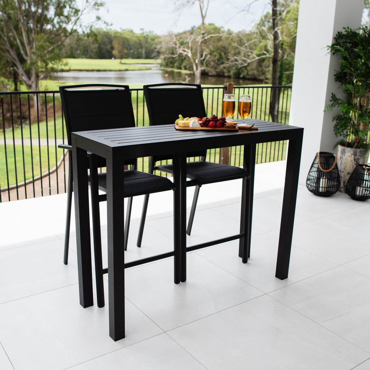 best-outdoor-furniture-Shelby - Alum Slat Bar 130 - 3pce - Outdoor Bar Set #color_BLACK