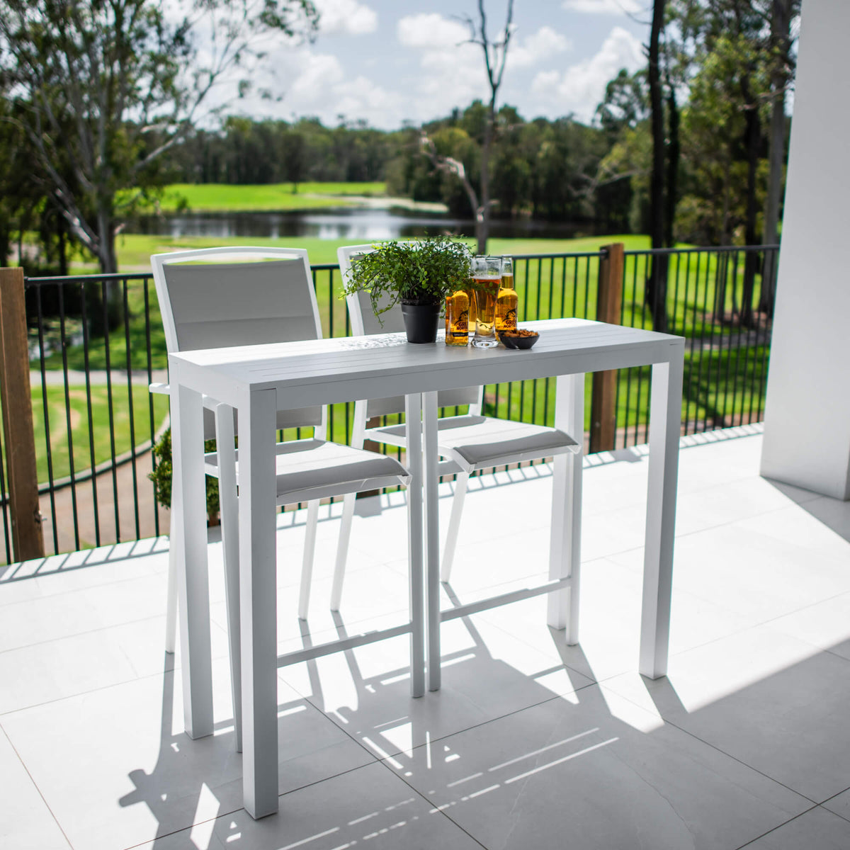 Shelby - Alum Slat Bar 130 - 3pce - Outdoor Bar Set