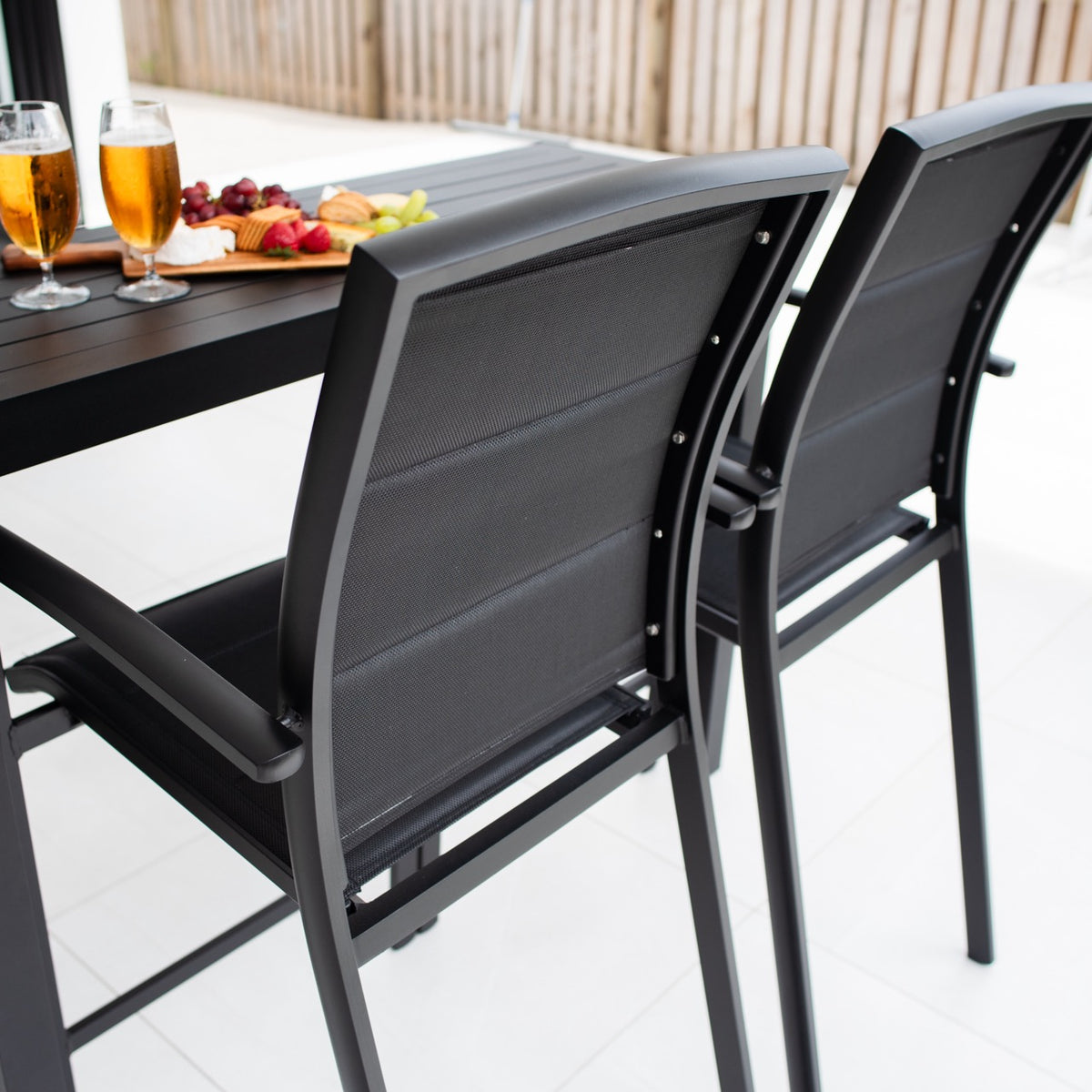 best-outdoor-furniture-Shelby - Alum Slat Bar 130 - 3pce - Outdoor Bar Set #color_BLACK