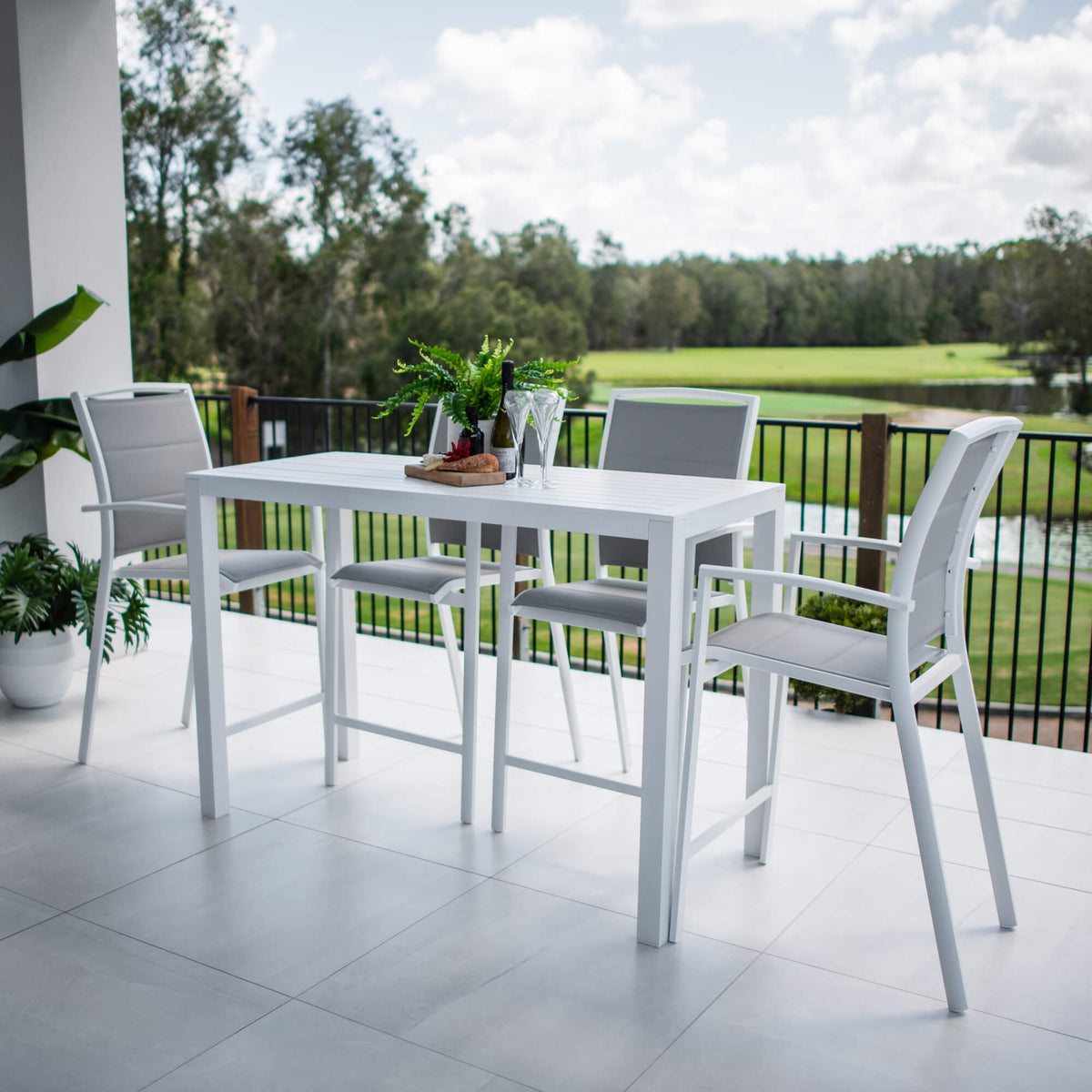 Shelby Alum Slat Bar - 5pce - Outdoor Bar Set F