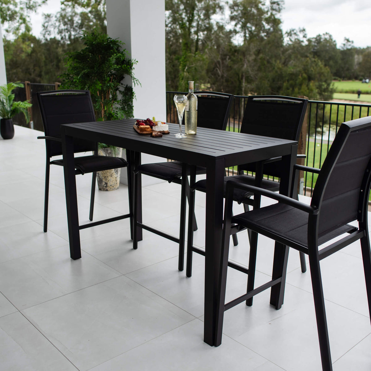 Shelby Alum Slat Bar - 5pce - Outdoor Bar Set F