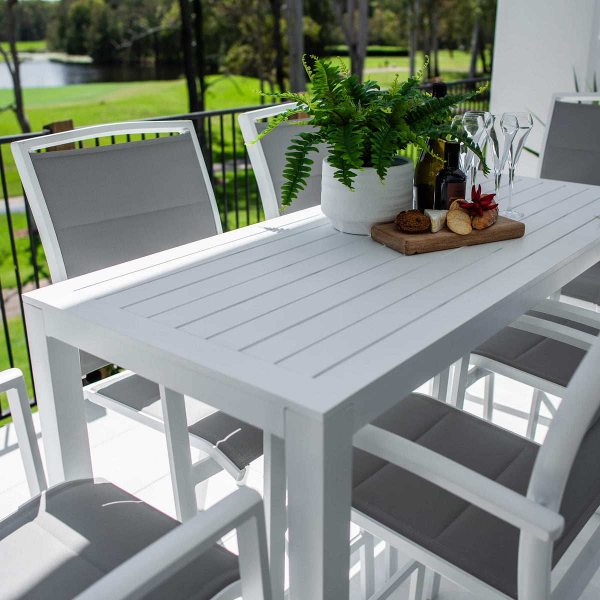 Shelby Alum Slat Bar - 7pce - Outdoor Bar Set F
