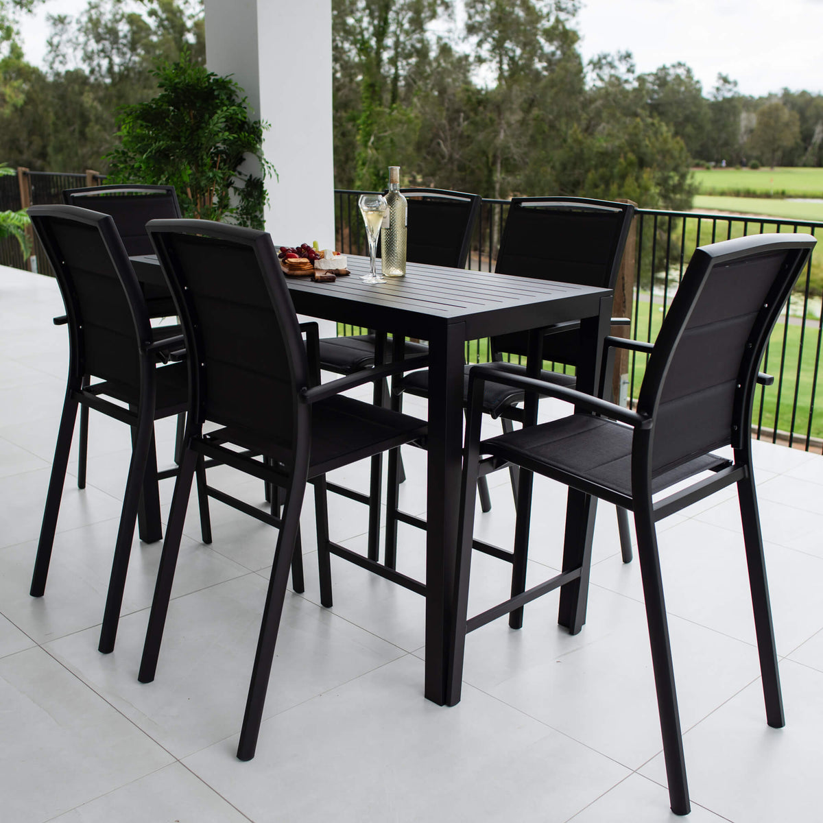 Shelby Alum Slat Bar - 7pce - Outdoor Bar Set F