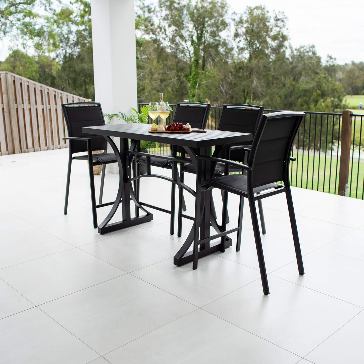 Shelby - Bergen Slat Bar 150 - 5pce - Outdoor Bar Set