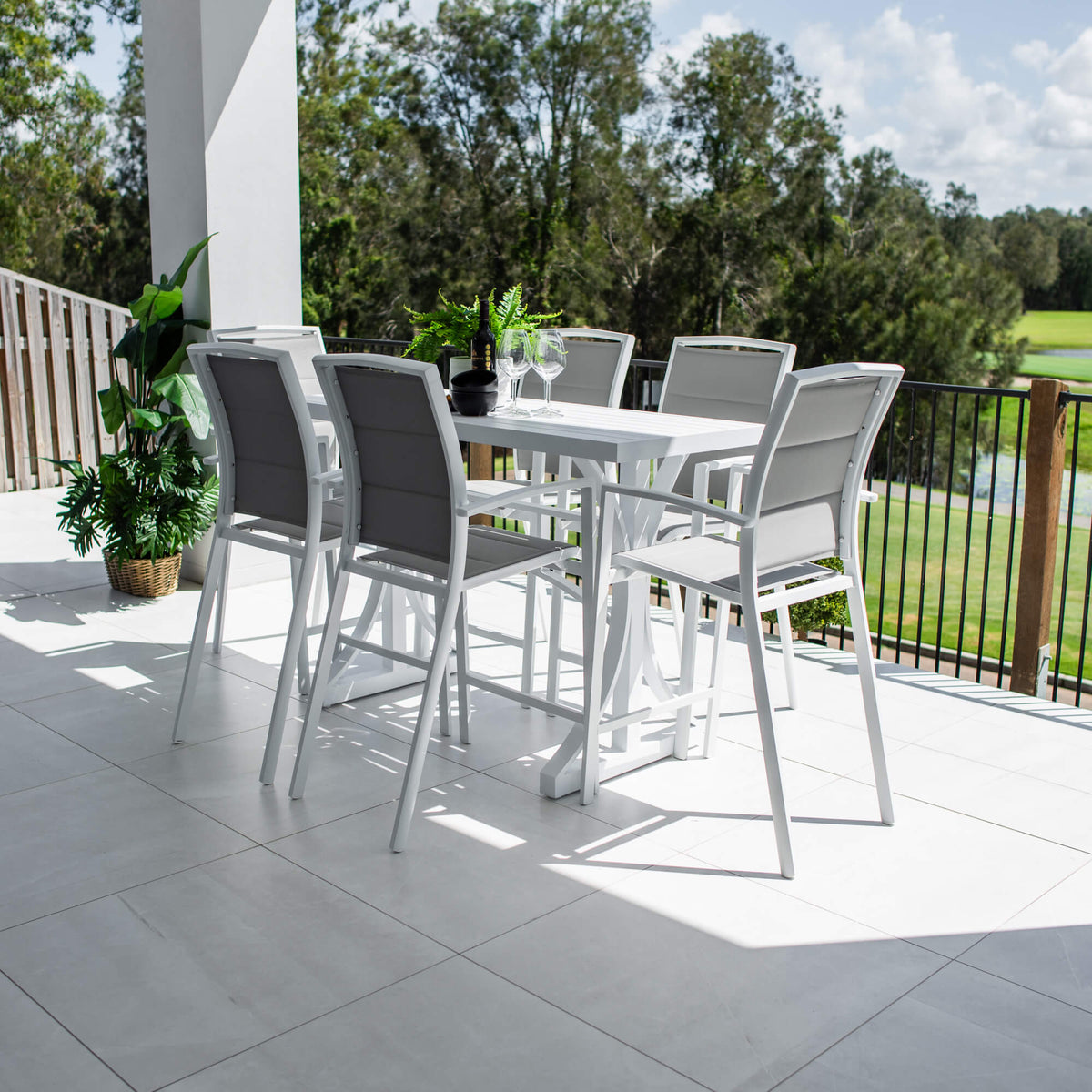 Shelby - Bergen Slat Bar 150 - 7pce - Outdoor Bar Set
