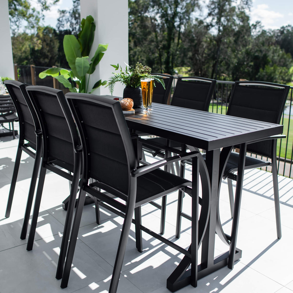 Shelby - Bergen Slat Bar 200 - 7pce - Outdoor Bar Set