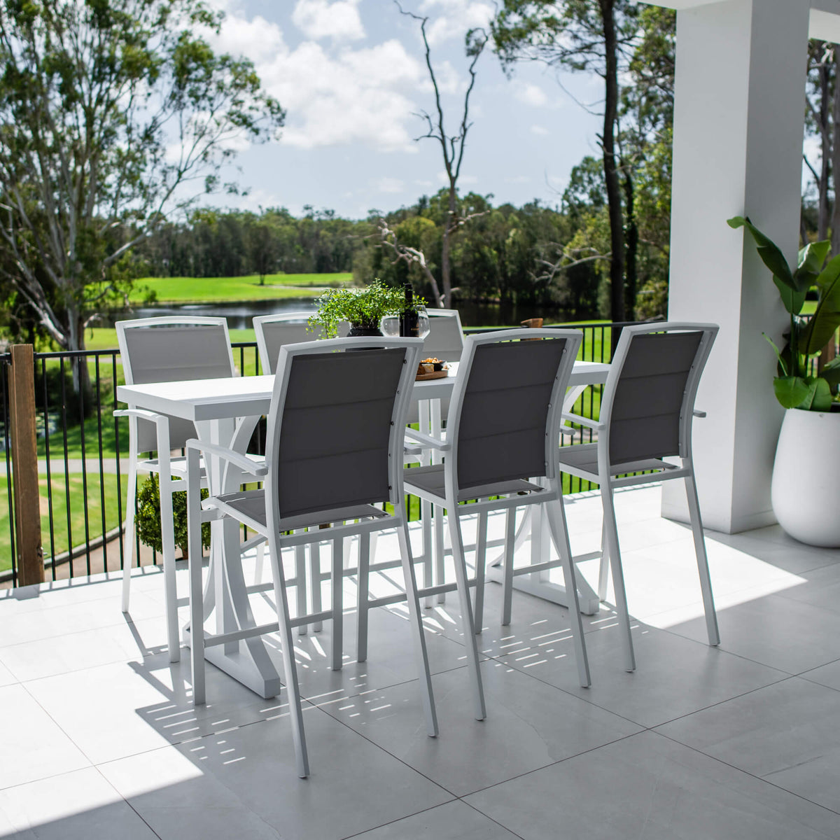 Shelby - Bergen Slat Bar 200 - 7pce - Outdoor Bar Set