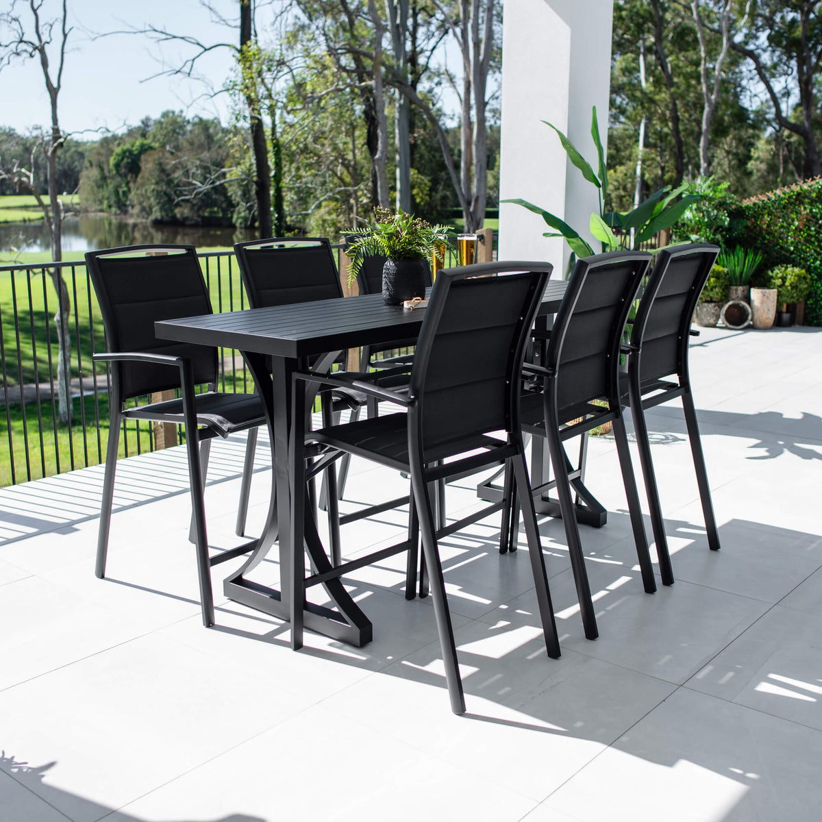 Shelby - Bergen Slat Bar 200 - 7pce - Outdoor Bar Set