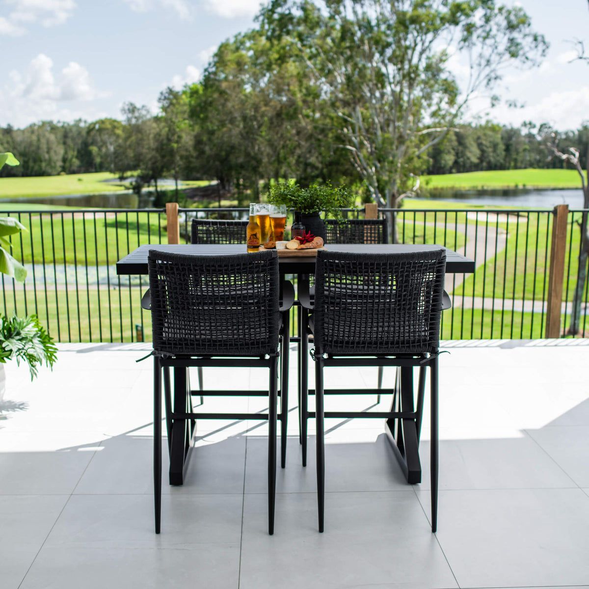 best-outdoor-furniture-Vienna Rope Bergen - 5pce (150x65) - Outdoor Bar Set #color_BLACK