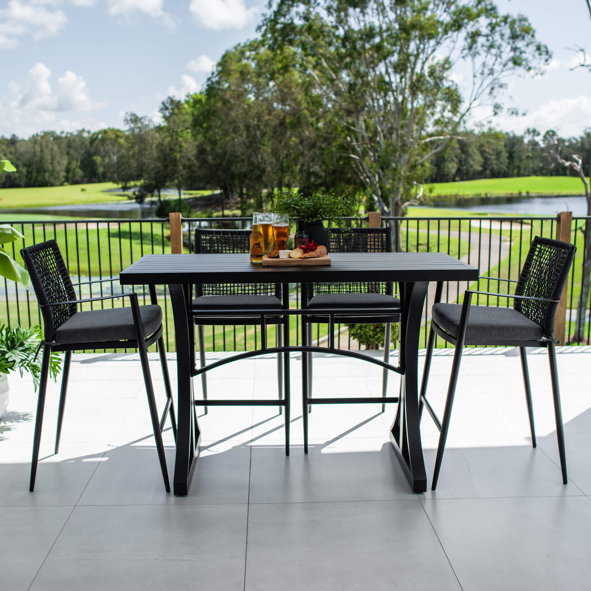 best-outdoor-furniture-Vienna Rope Bergen - 5pce (150x65) - Outdoor Bar Set #color_BLACK