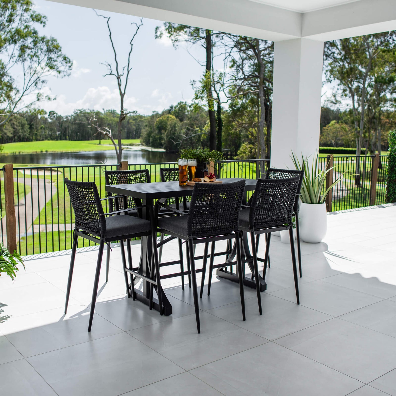 best-outdoor-furniture-Vienna Rope Bergen - 7pce (150x65) - Outdoor Bar Set #color_BLACK