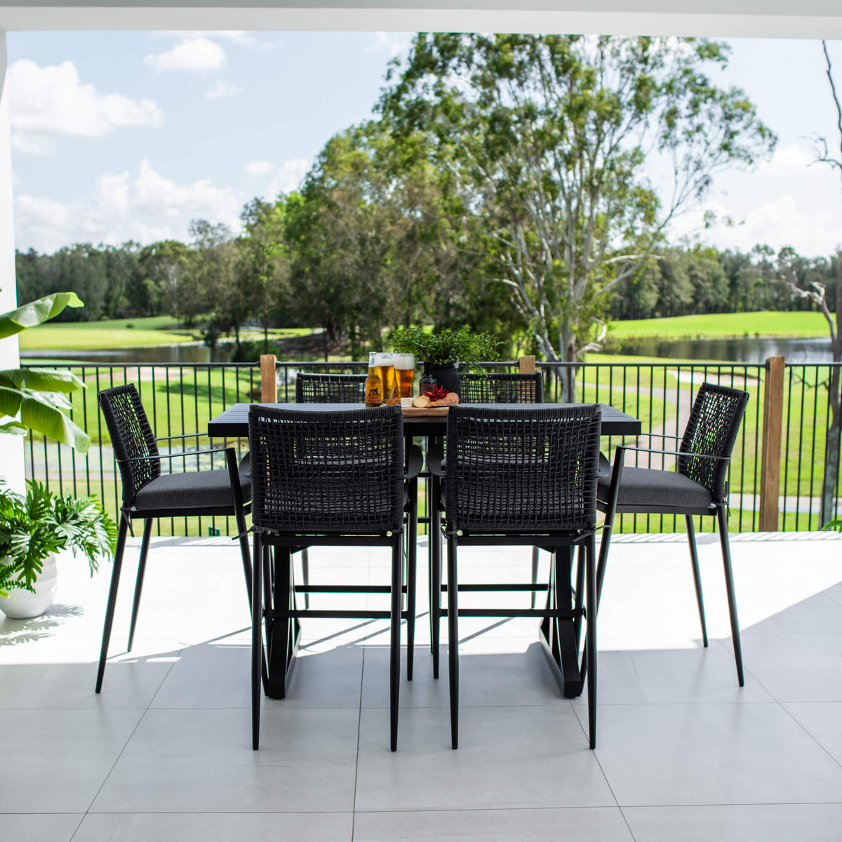 best-outdoor-furniture-Vienna Rope Bergen - 7pce (150x65) - Outdoor Bar Set #color_BLACK
