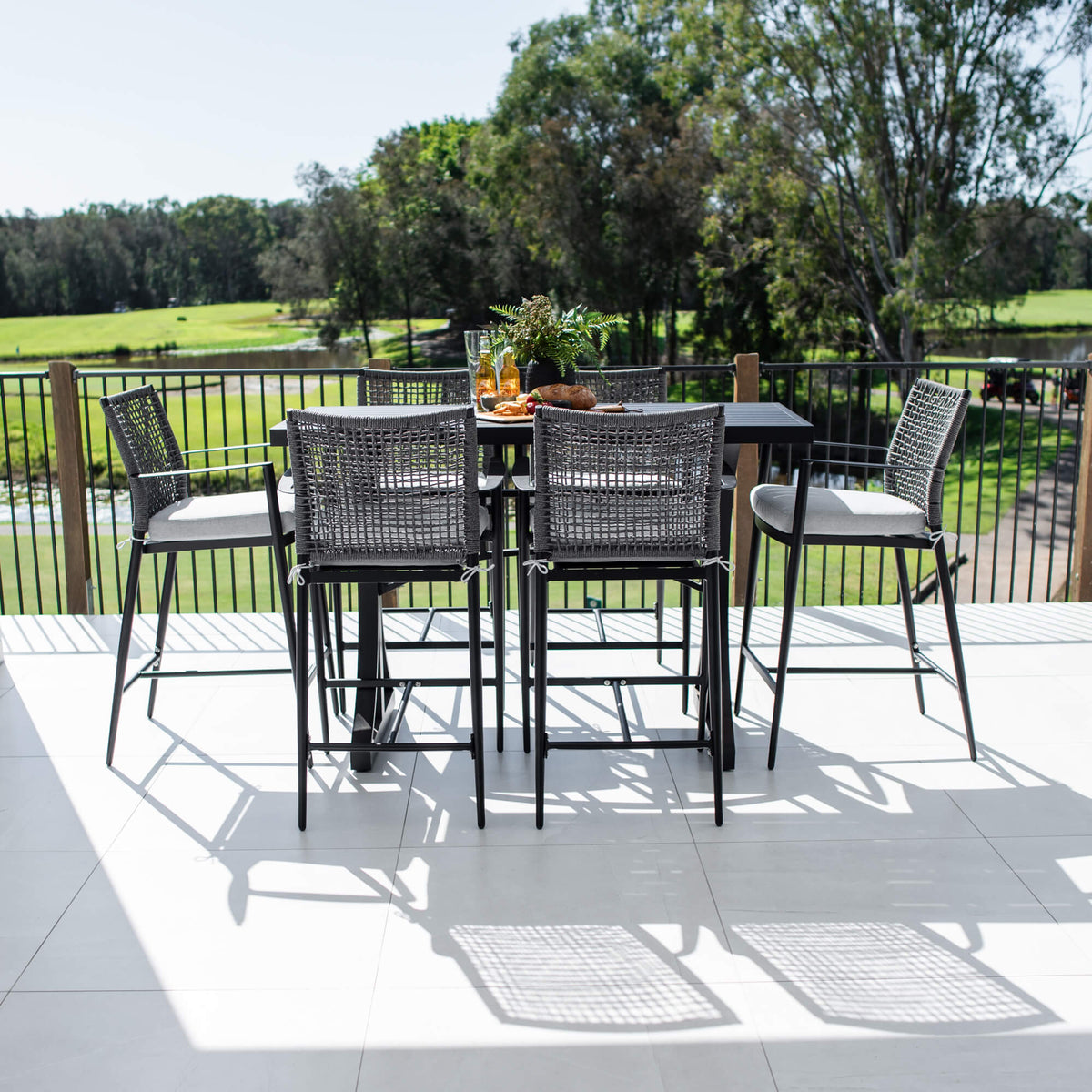 best-outdoor-furniture-Vienna Rope Bergen - 7pce (150x65) - Outdoor Bar Set #color_BLACK