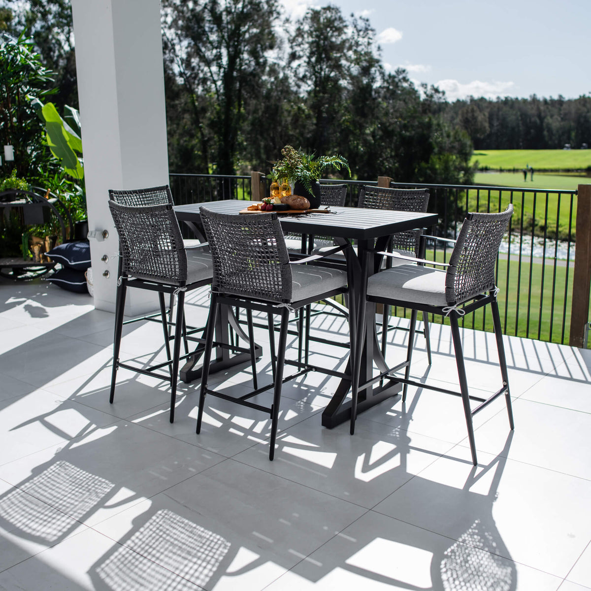 best-outdoor-furniture-Vienna Rope Bergen - 7pce (150x65) - Outdoor Bar Set #color_BLACK