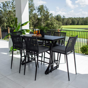 best-outdoor-furniture-Vienna Rope Bergen - 7pce (150x65) - Outdoor Bar Set #color_BLACK