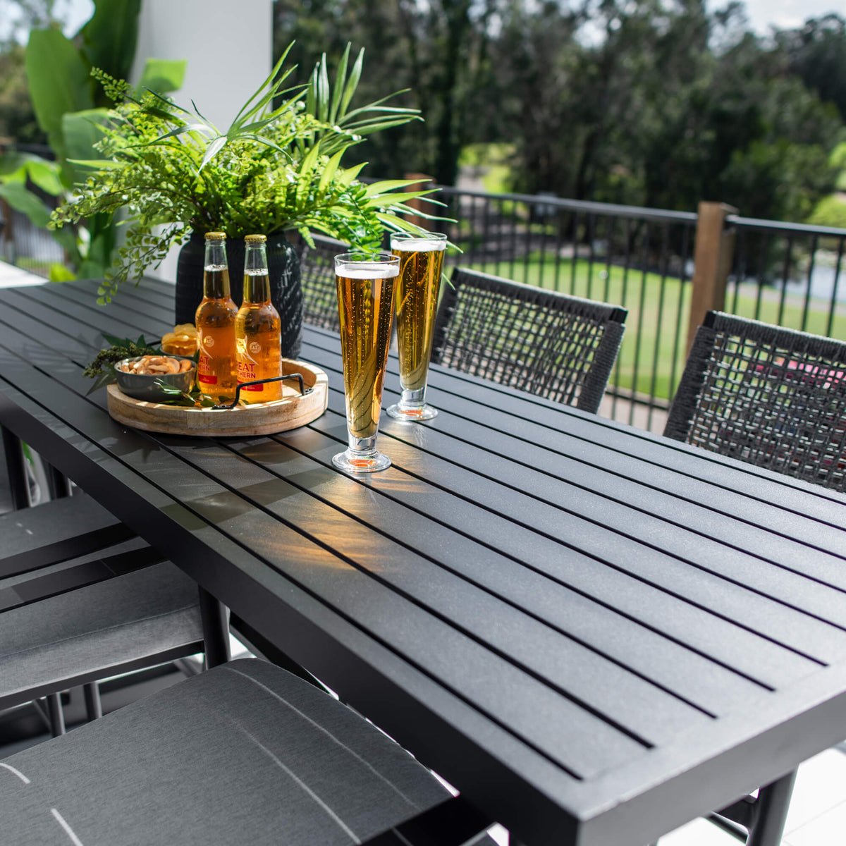 best-outdoor-furniture-Vienna Rope Bergen - 7pce (200x65) - Outdoor Bar Set #color_BLACK