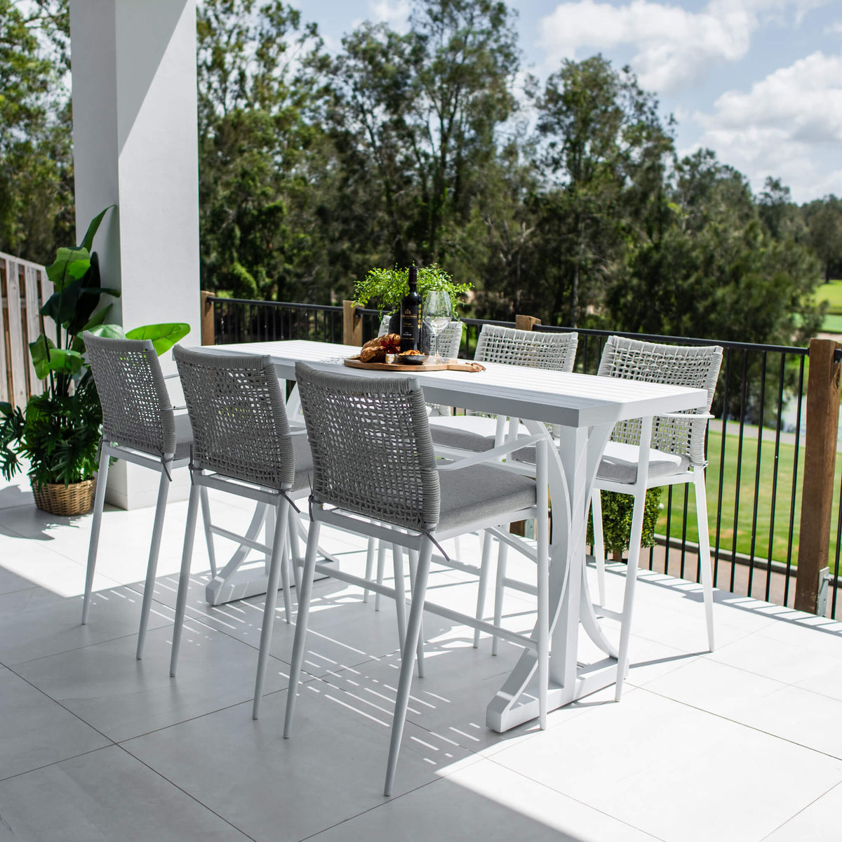 best-outdoor-furniture-Vienna Rope Bergen - 7pce (200x65) - Outdoor Bar Set #color_WHITE