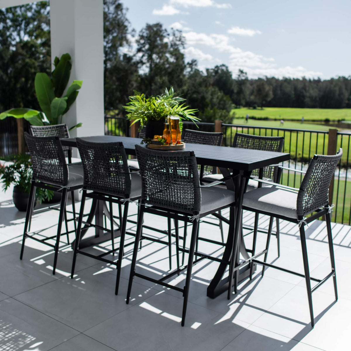 best-outdoor-furniture-Vienna Rope Bergen - 9pce (200x65) - Outdoor Bar Set #color_BLACK