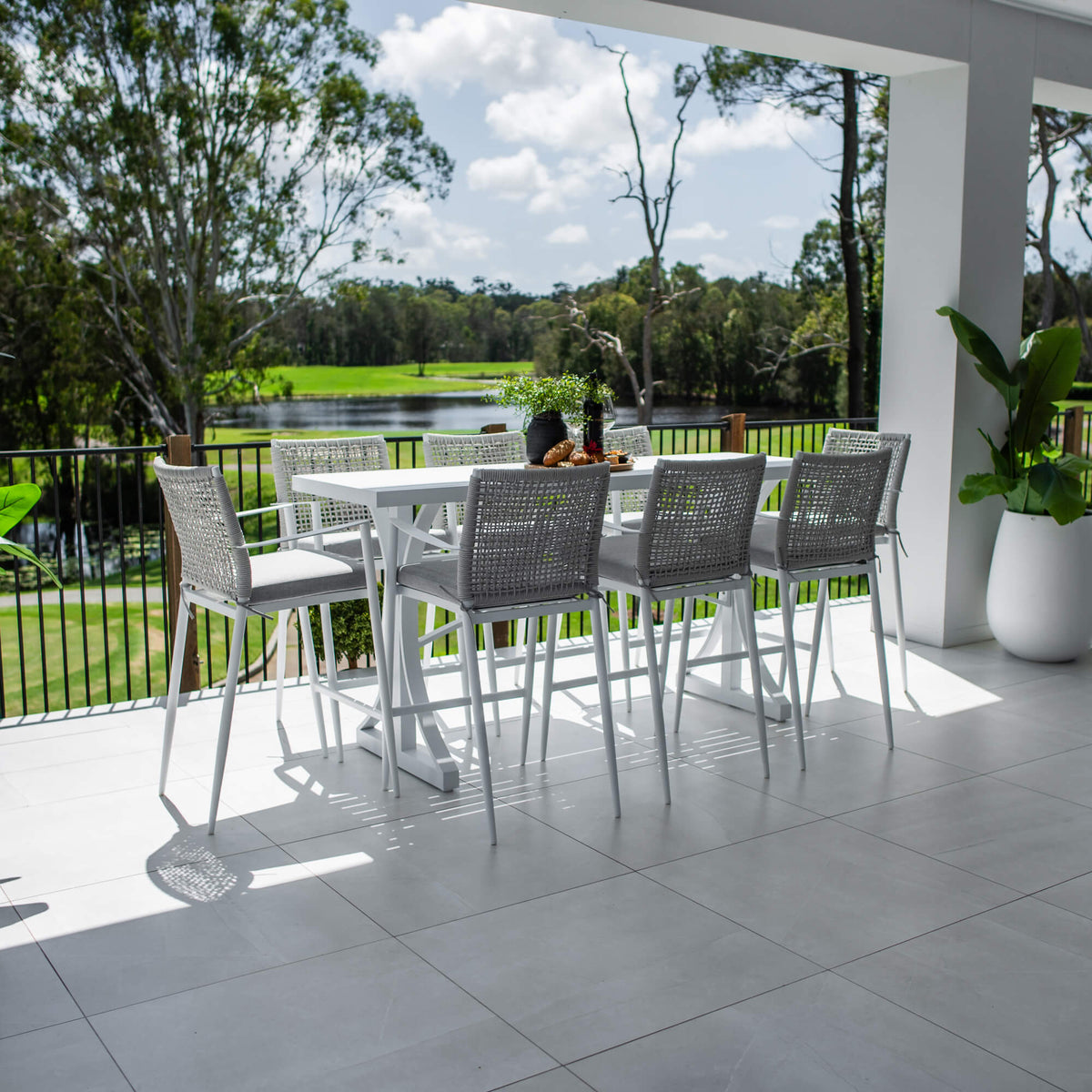 best-outdoor-furniture-Vienna Rope Bergen - 9pce (200x65) - Outdoor Bar Set #color_WHITE