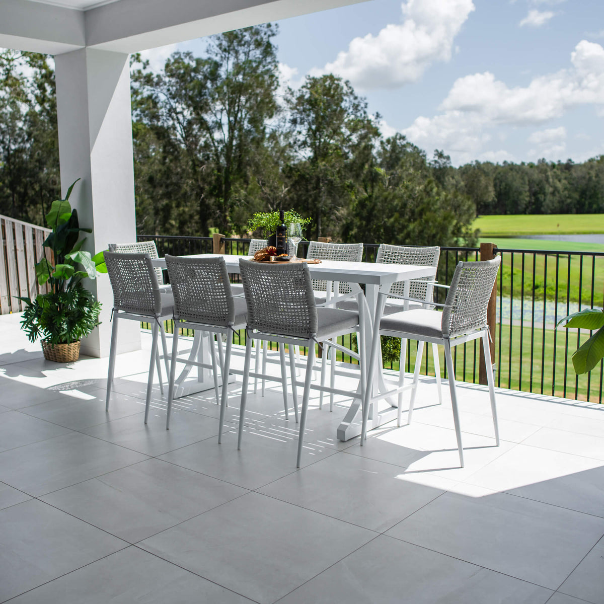 best-outdoor-furniture-Vienna Rope Bergen - 9pce (200x65) - Outdoor Bar Set #color_WHITE