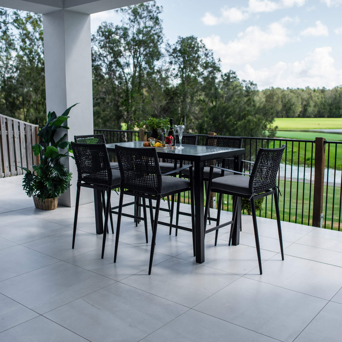 best-outdoor-furniture-Vienna Rope Hudson - 7pce (150x80) - Outdoor Bar Set #color_BLACK