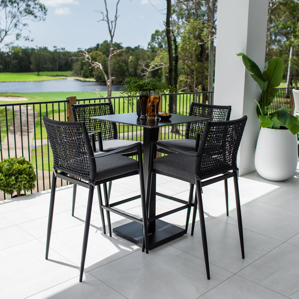 best-outdoor-furniture-Vienna Rope Lennox - 5pce (70x70) - Outdoor Bar Set #color_BLACK