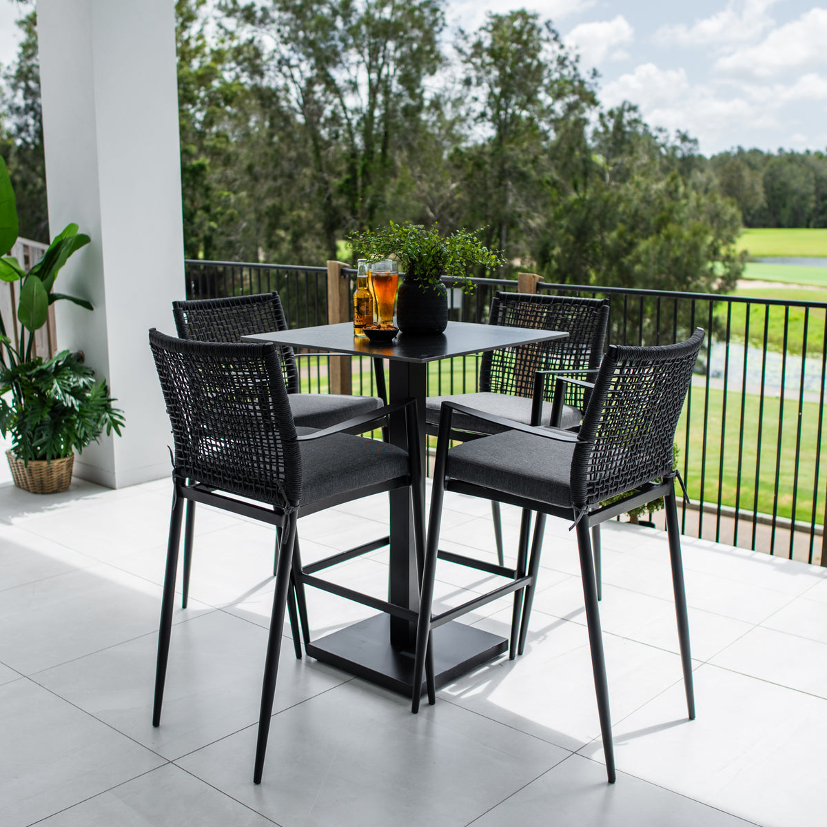 best-outdoor-furniture-Vienna Rope Lennox - 5pce (70x70) - Outdoor Bar Set #color_BLACK