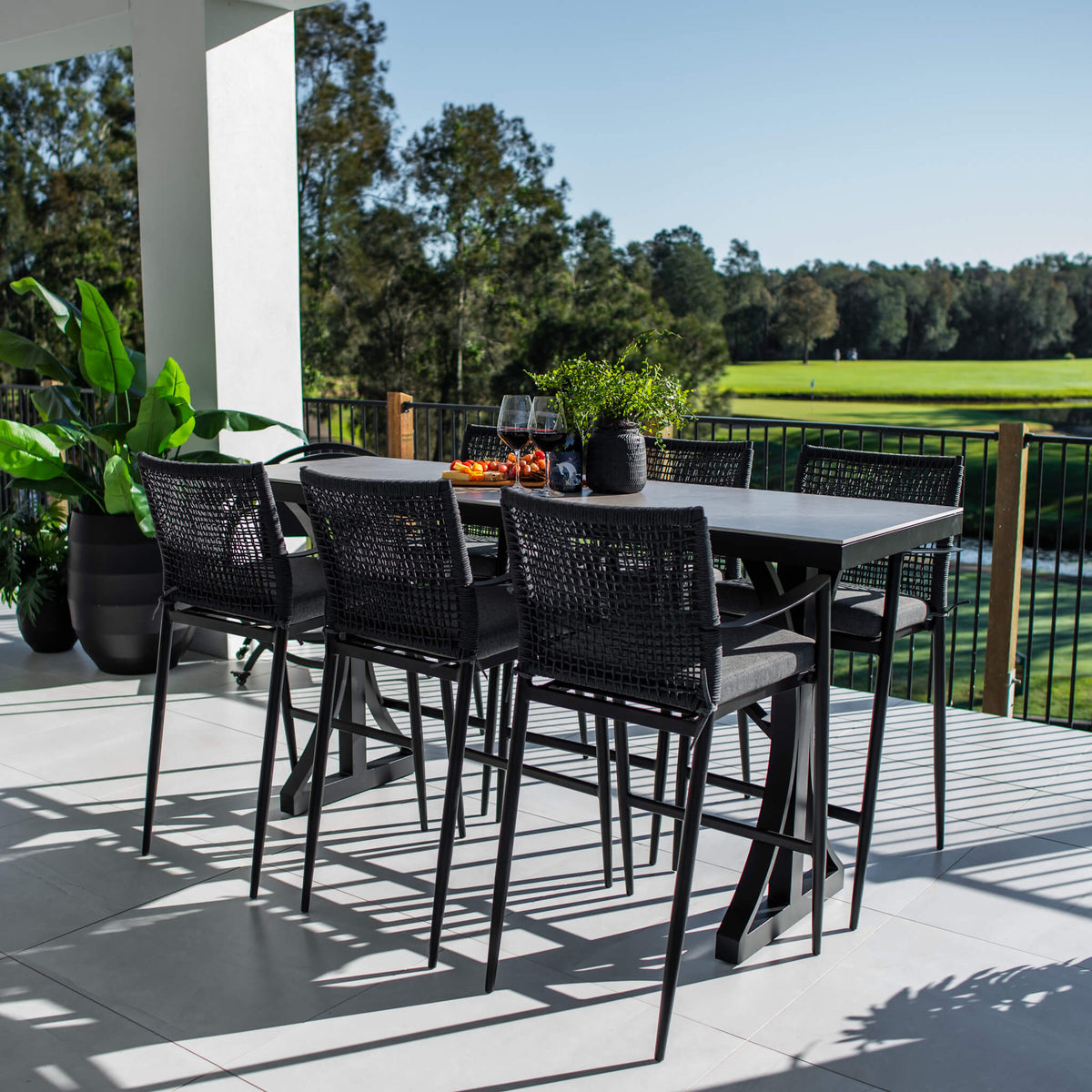 best-outdoor-furniture-Vienna Rope Malibu - 7pce (200x65) - Outdoor Bar Set #color_BLACK-STONE