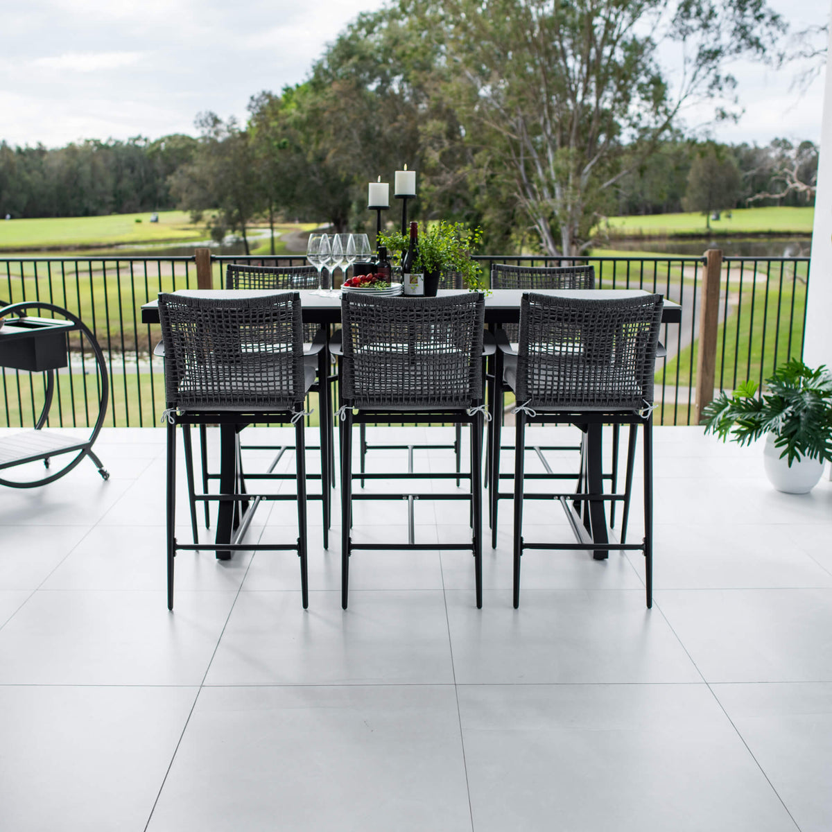 best-outdoor-furniture-Vienna Rope Malibu - 7pce (200x65) - Outdoor Bar Set #color_BLACK