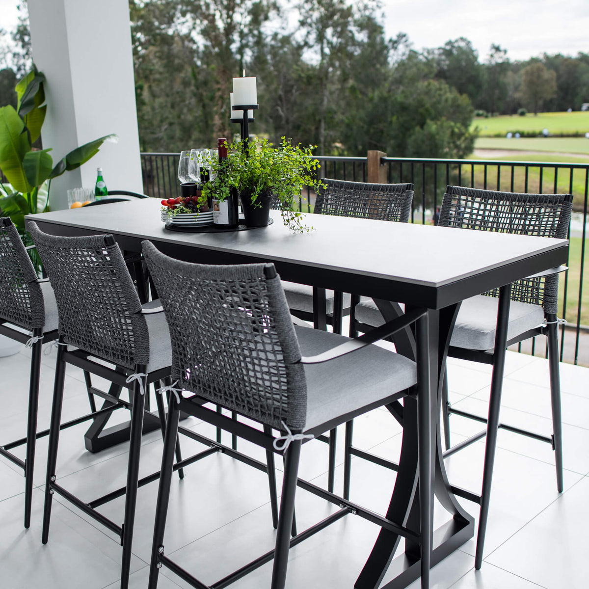 best-outdoor-furniture-Vienna Rope Malibu - 7pce (200x65) - Outdoor Bar Set #color_BLACK