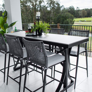 best-outdoor-furniture-Vienna Rope Malibu - 7pce (200x65) - Outdoor Bar Set #color_BLACK