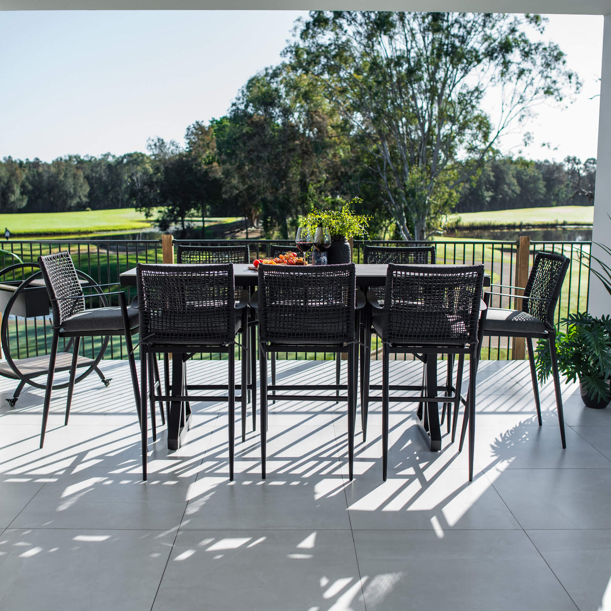 best-outdoor-furniture-Vienna Rope Malibu - 9pce (200x65) - Outdoor Bar Set #color_BLACK-STONE