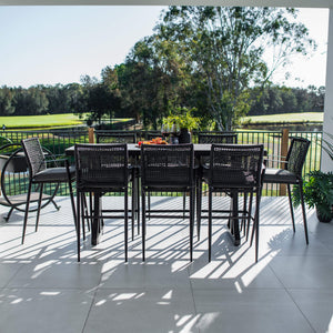 best-outdoor-furniture-Vienna Rope Malibu - 9pce (200x65) - Outdoor Bar Set #color_BLACK-STONE