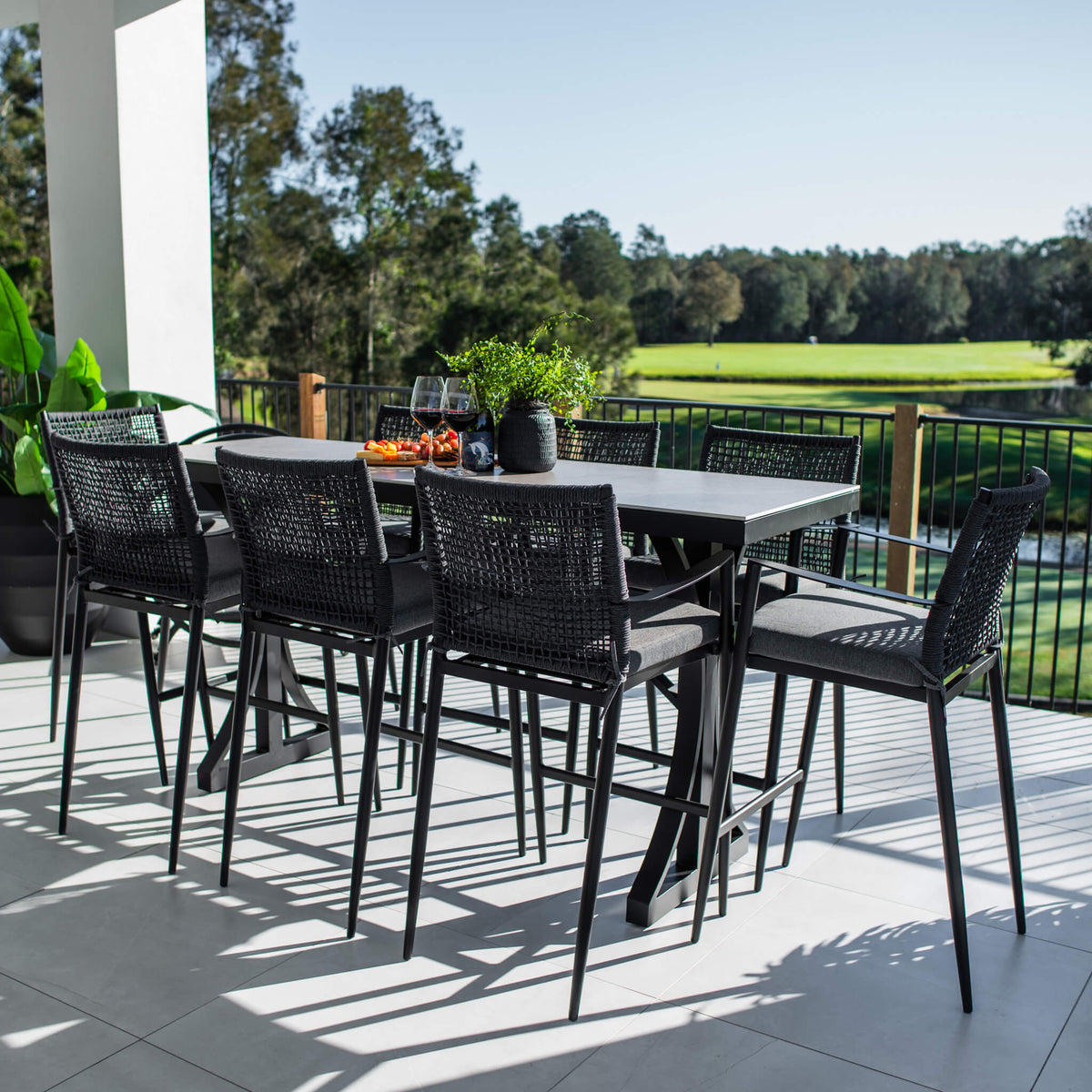 best-outdoor-furniture-Vienna Rope Malibu - 9pce (200x65) - Outdoor Bar Set #color_BLACK-STONE