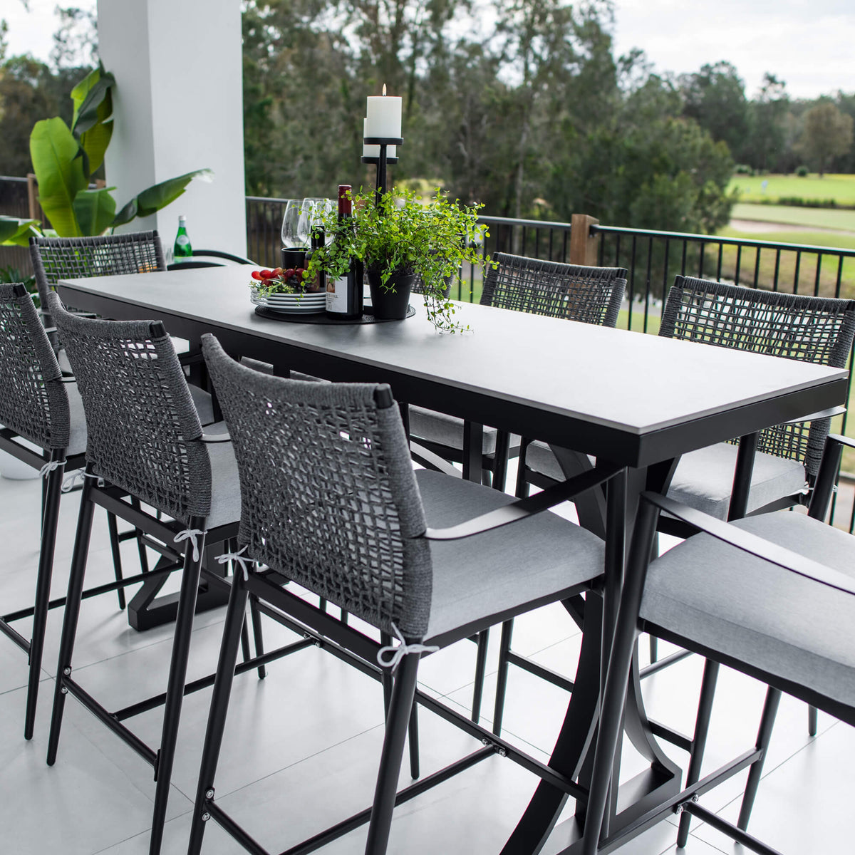 best-outdoor-furniture-Vienna Rope Malibu - 9pce (200x65) - Outdoor Bar Set #color_BLACK