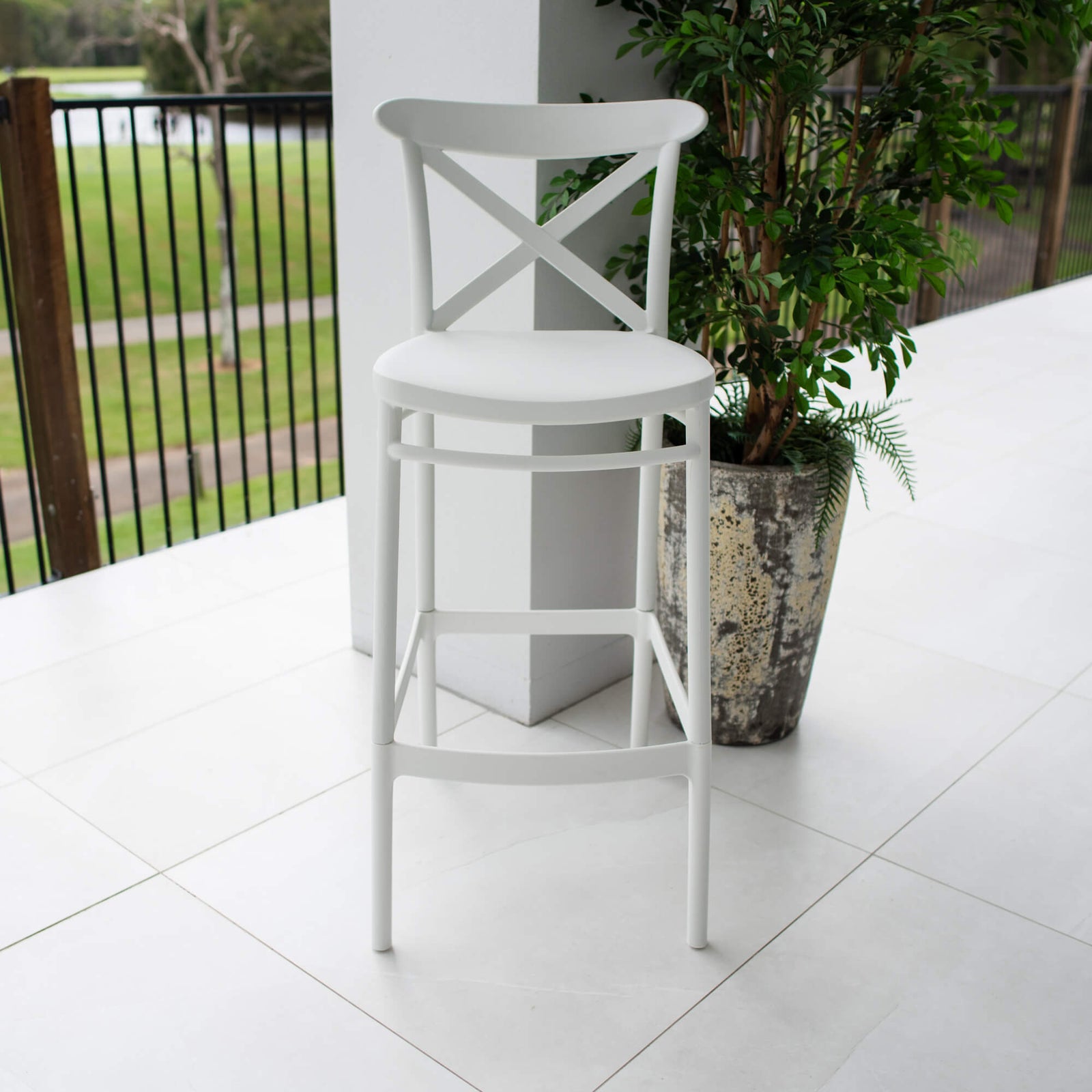best-outdoor-furniture-Portsea Cross 75 - Outdoor Bar Stool #color_WHITE